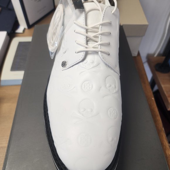 G/FORE Skull Embossed Gallivanter Men's Golf Shoe - White/Black Size 13 - Picture 4 of 7